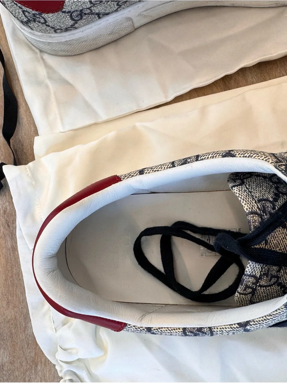 Gucci Men’s Ace GG Canvas Sneaker — Blue & Red Stripe (Gucci 7.5 - US 8.5-9)